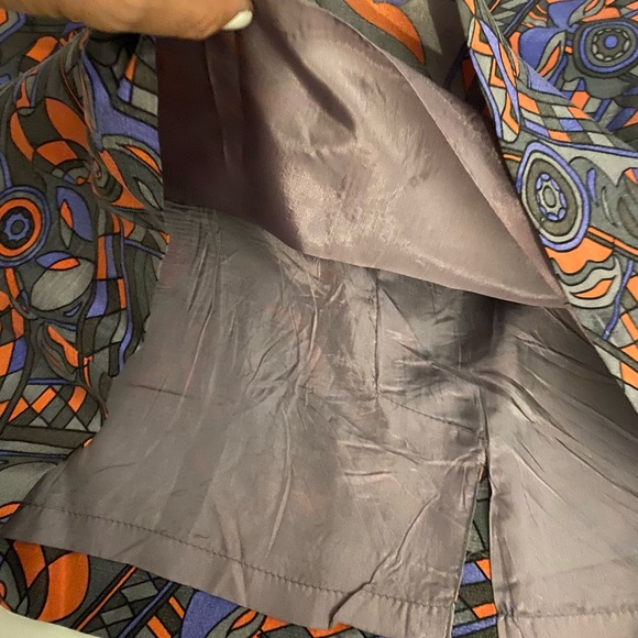 Ann Taylor Geometric Print 100% Silk Lined Mini Skirt Size 14 - Picture 4 of 8